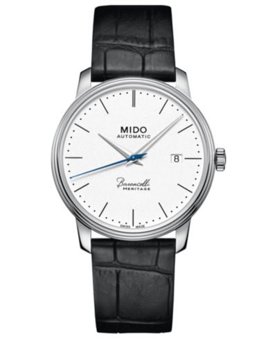 Mido Мужские швейцарские автоматические часы Baroncelli III Heritage с черным кожаным ремешком 39mm