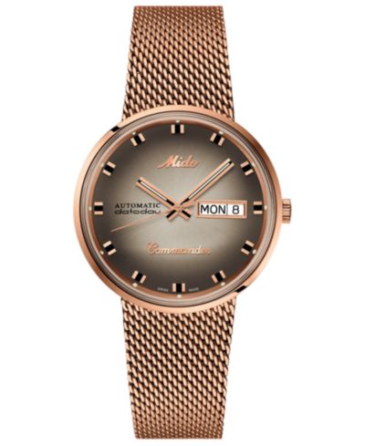 Mido Men's Swiss Automatic Commander Classic Rose Gold-Tone PVD Stainless Steel Bracelet Watch 37mm - A Special Edition