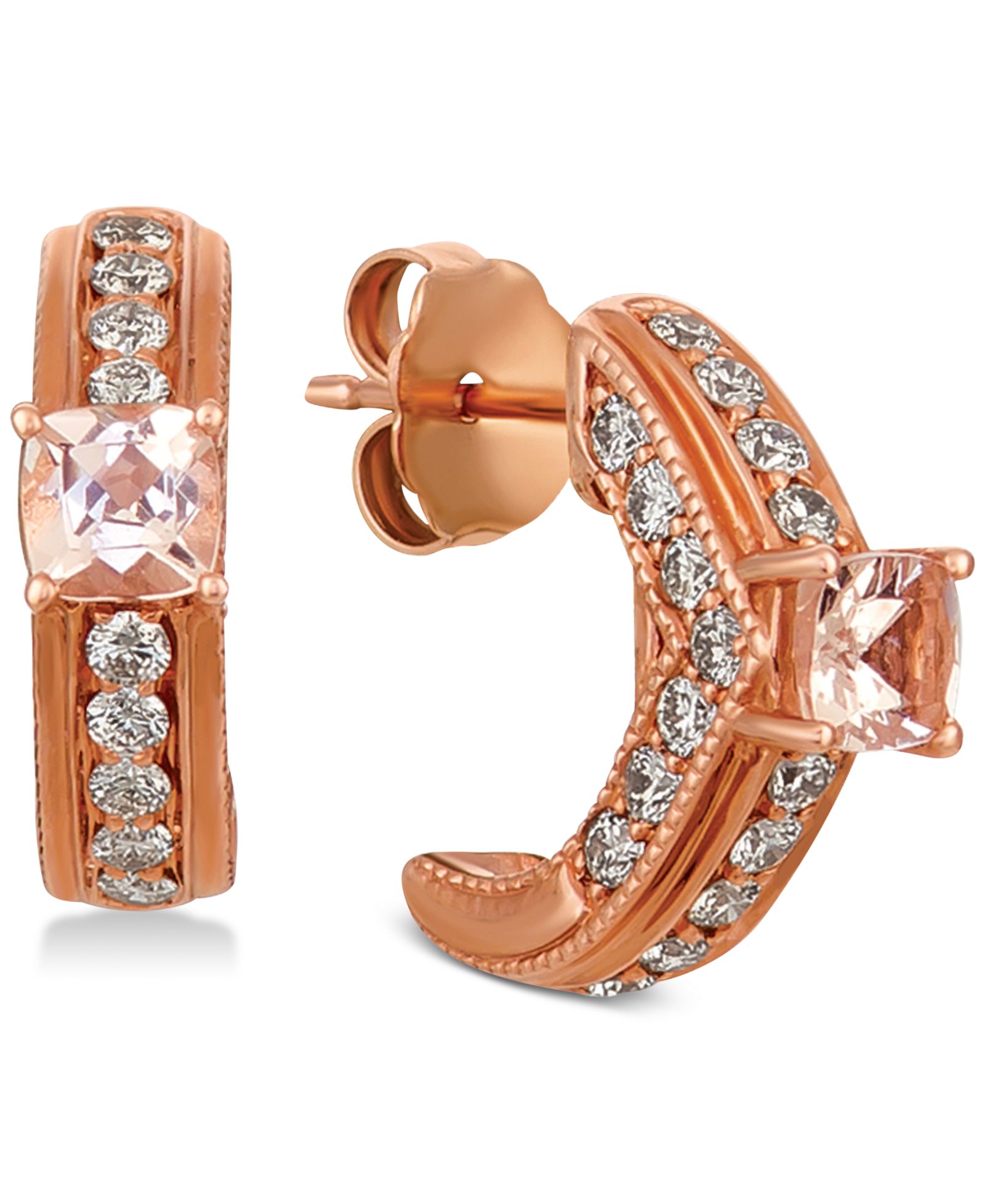 Серьги-кольца Le Vian Peach & Nude Morganite & Diamond 14k Rose Gold