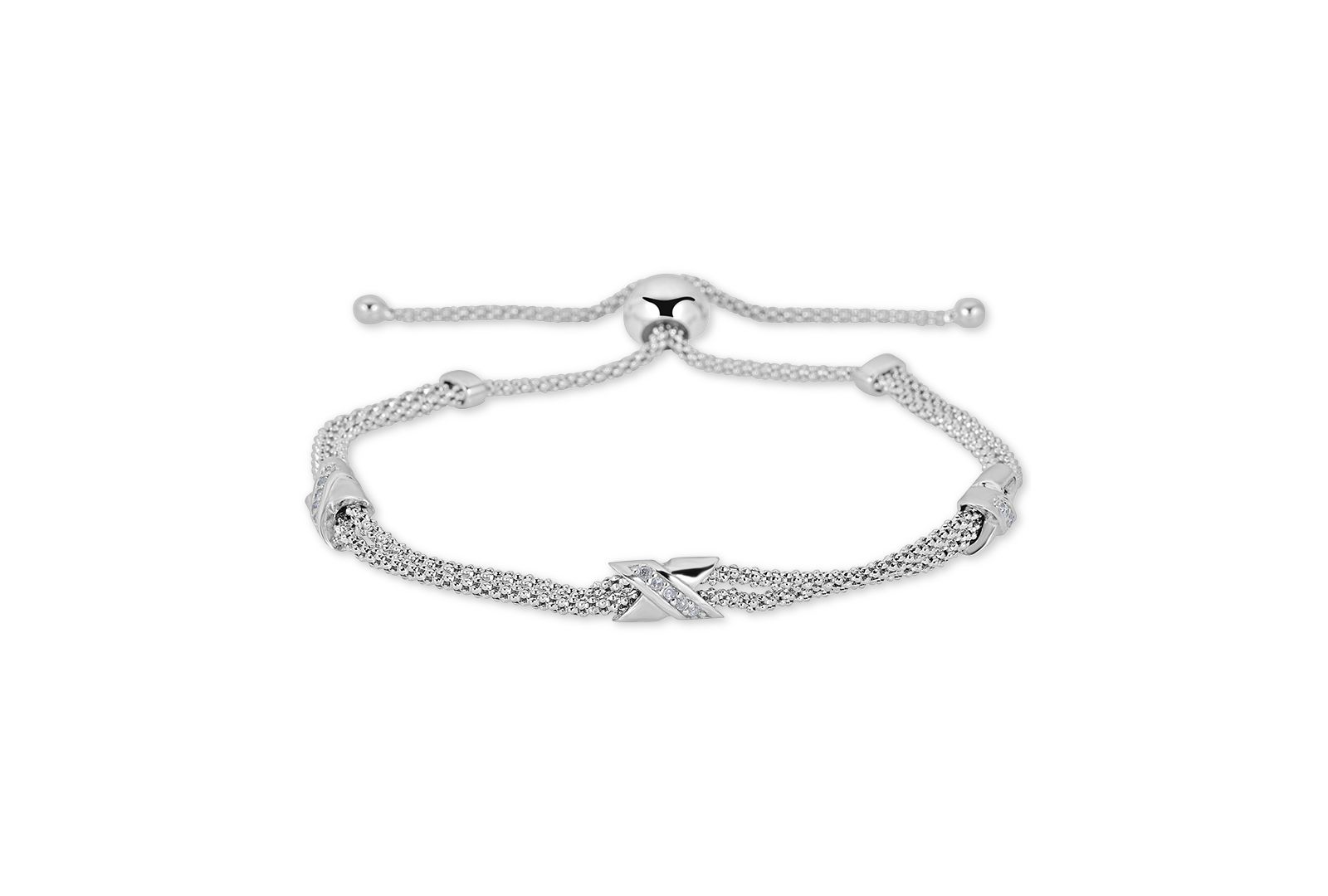 Macy's Браслет Diamond X Bolo из стерлингового серебра (1/8 ct. t.w.)