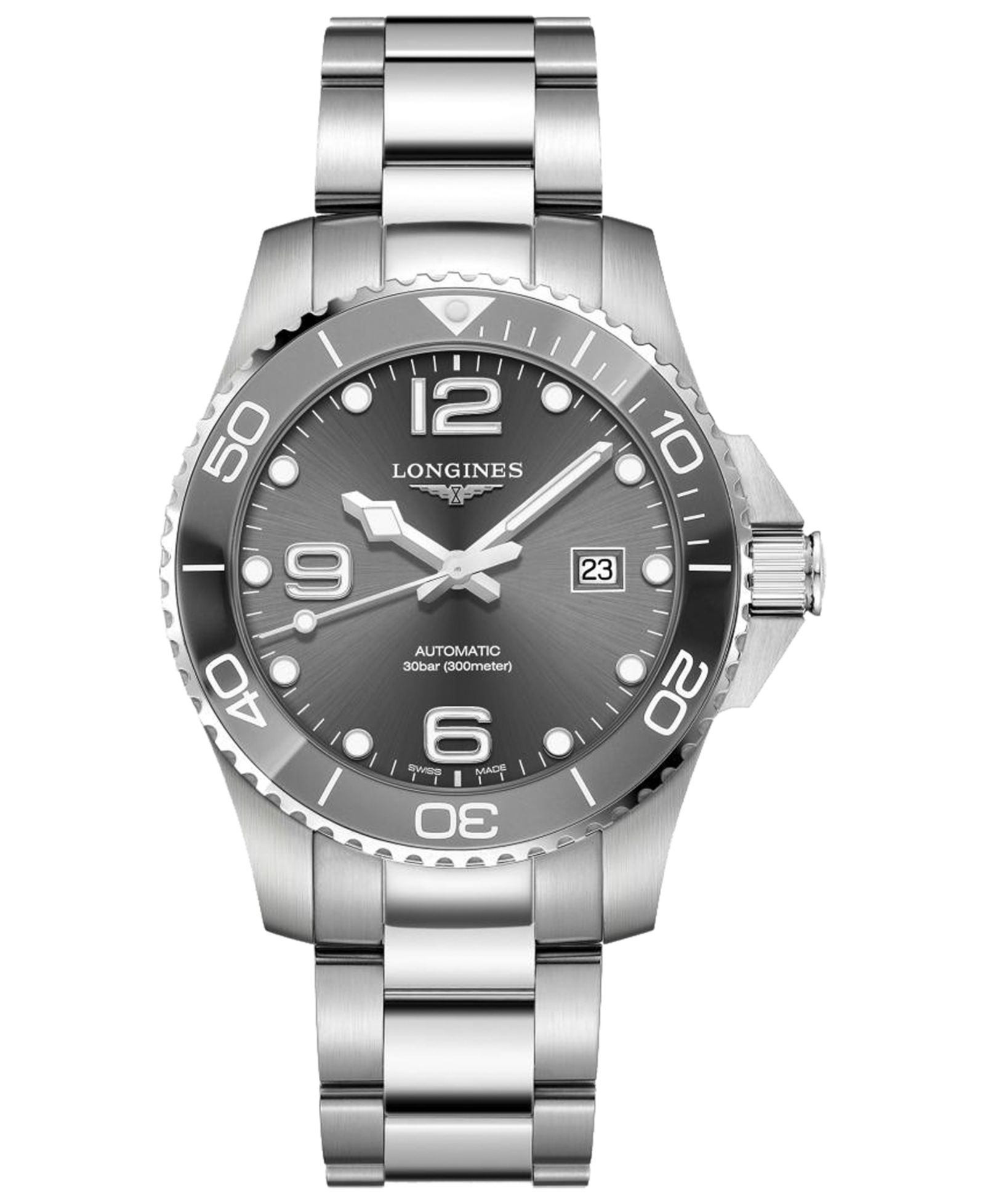 Longines Men's Swiss Automatic HydroConquest  Stainless Steel and Ceramic Bracelet Watch 43mm