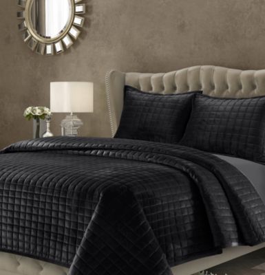Tribeca Living Florence Velvet Solid Oversized Quilt Set, King