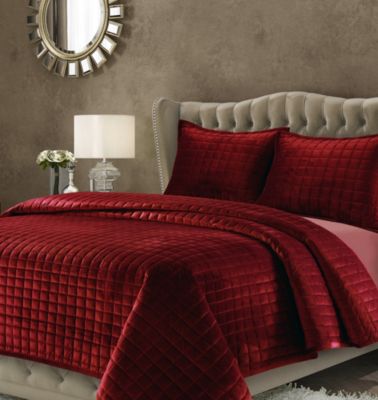 Tribeca Living Florence Velvet Solid Oversized Quilt Set, Queen
