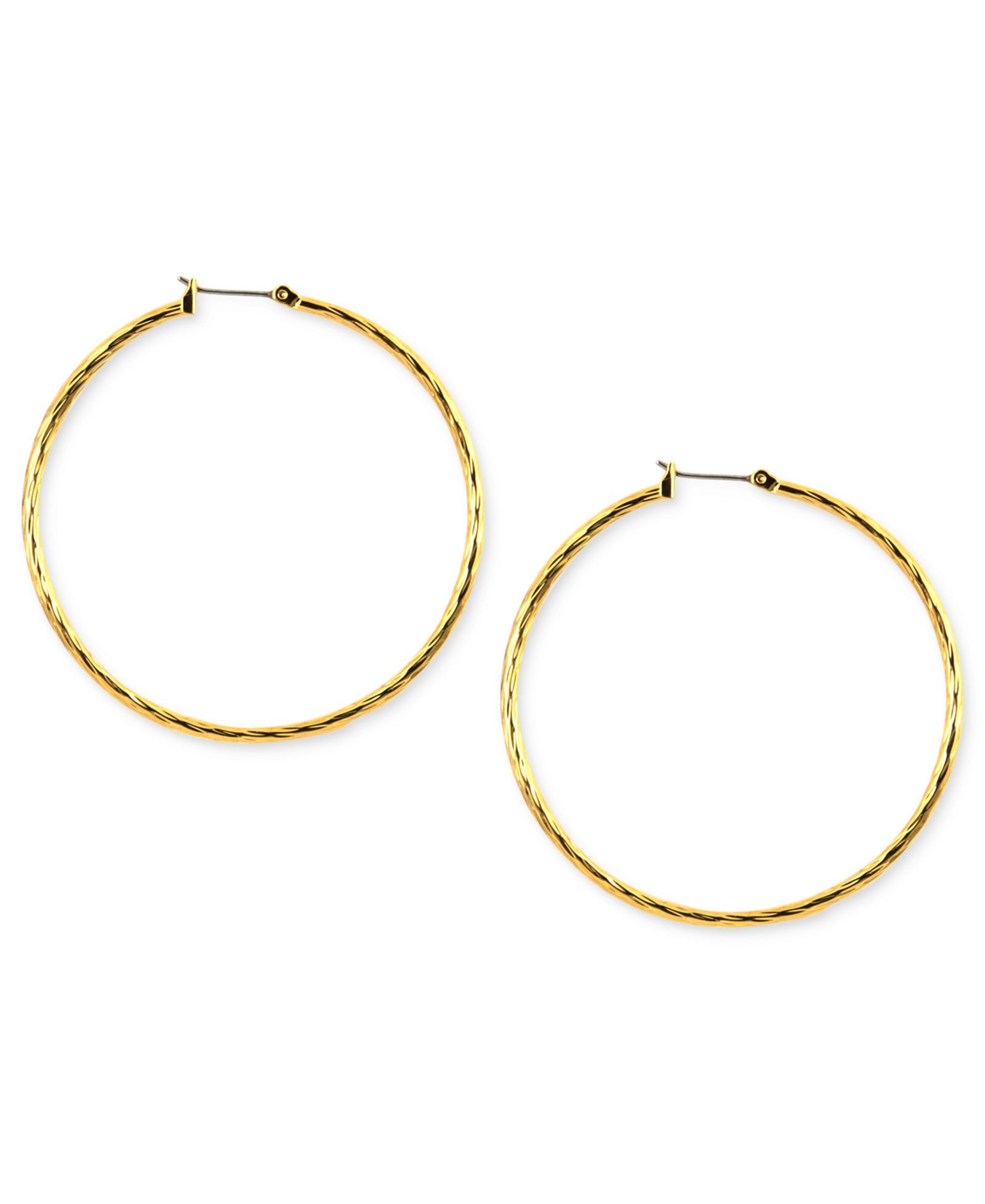 Серьги-кольца ANNE KLEIN GOLD-TONE TEXTURED HOOP, 2"