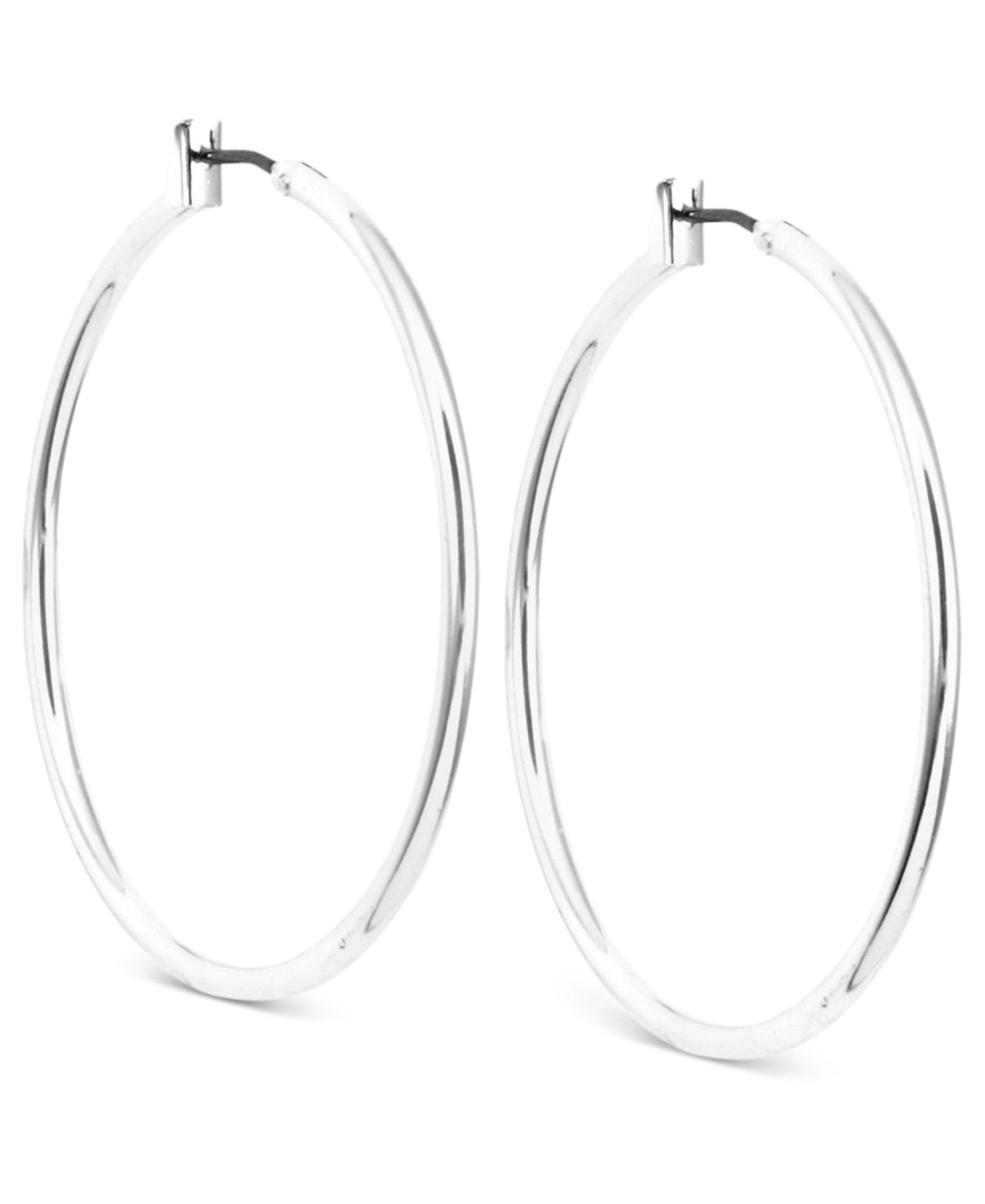 Серьги-кольца ANNE KLEIN SILVER-TONE THIN HOOP EARRINGS, 1.6"