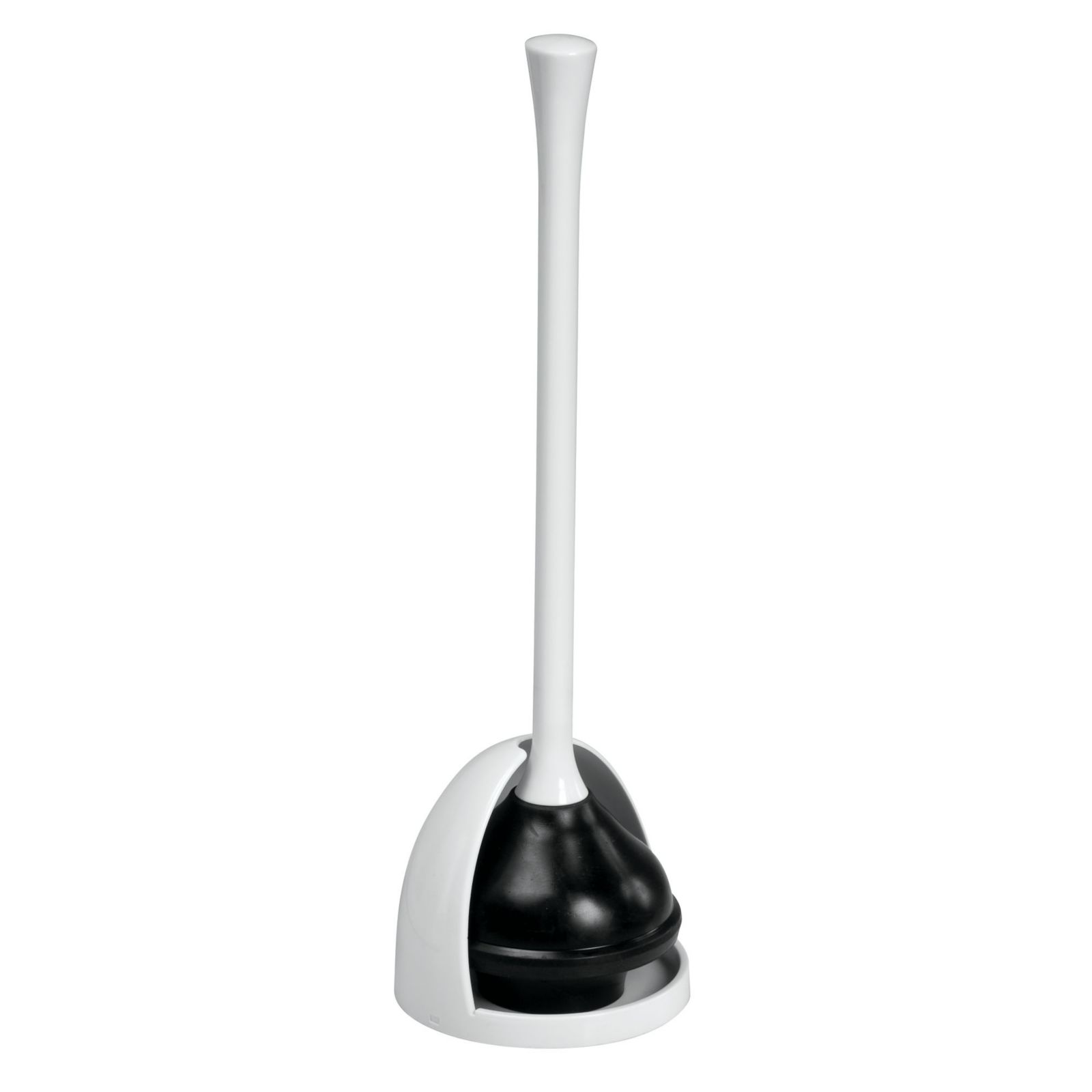 iDesign Bowl Plunger and Hideaway Holder for Bathroom Storage - White