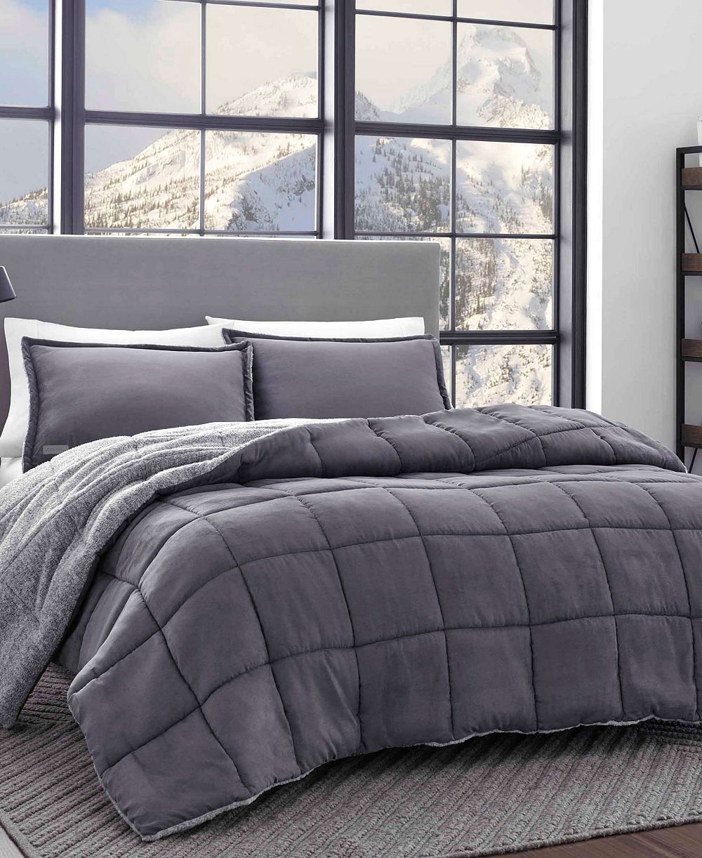 Eddie Bauer Sherwood Reversible Micro-suede Sherpa Comforter Set, King