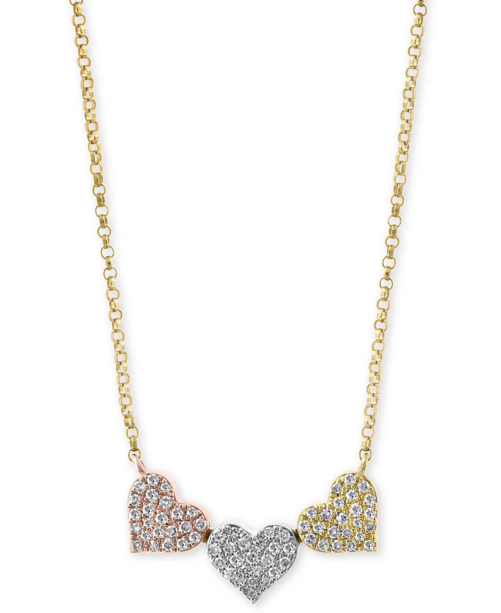 Подвеска-кулон EFFY® Diamond Pavé Triple Heart 1/4 ct. t.w. в 14k золоте