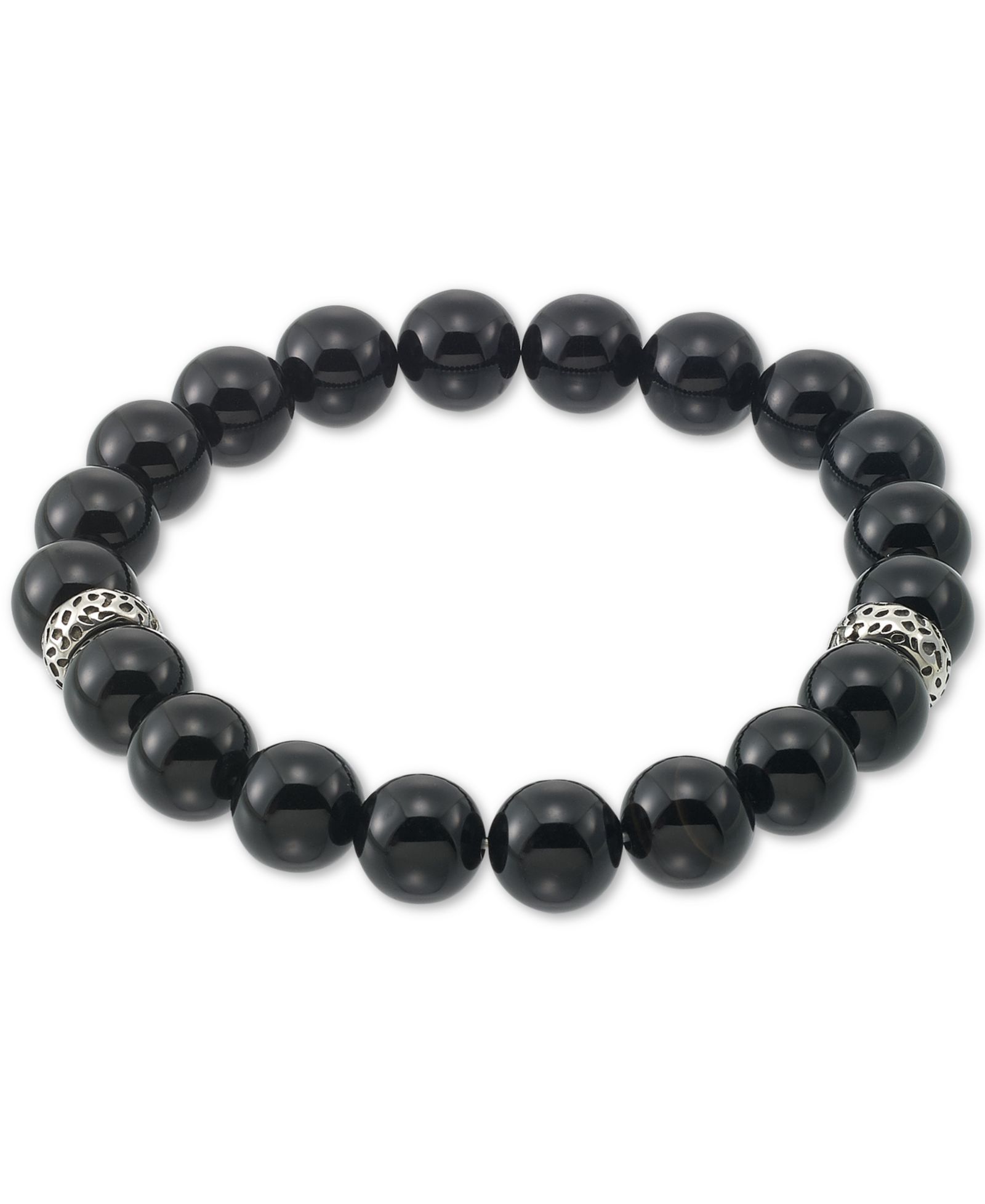 Браслет LEGACY for MEN by Simone I. Smith Onyx (10mm) Beaded Stretch в Stainless Steel