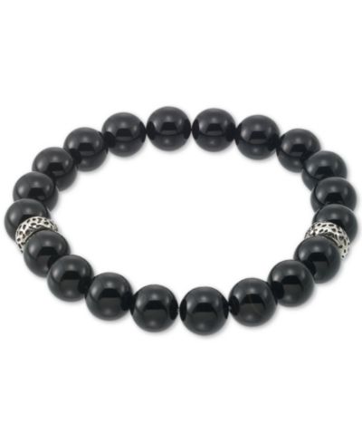 Браслет LEGACY for MEN by Simone I. Smith Onyx (10mm) Beaded Stretch в Stainless Steel