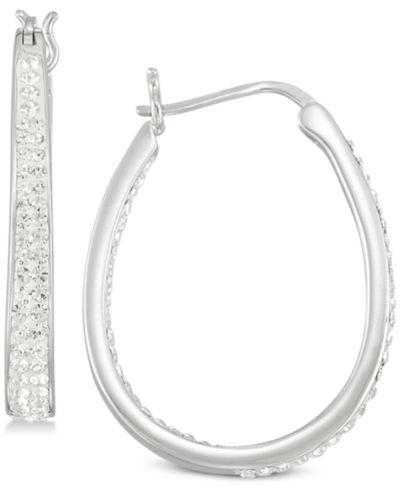 Simone I. Smith Crystal Oval Hoop Earrings in 18K Yellow Gold Over Silver or Sterling Silver