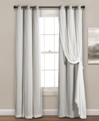 Lush Decor Grommet Sheer Curtains With Insulated Room Darkening Curtain Lining, Pair, 38"W x 84"L.