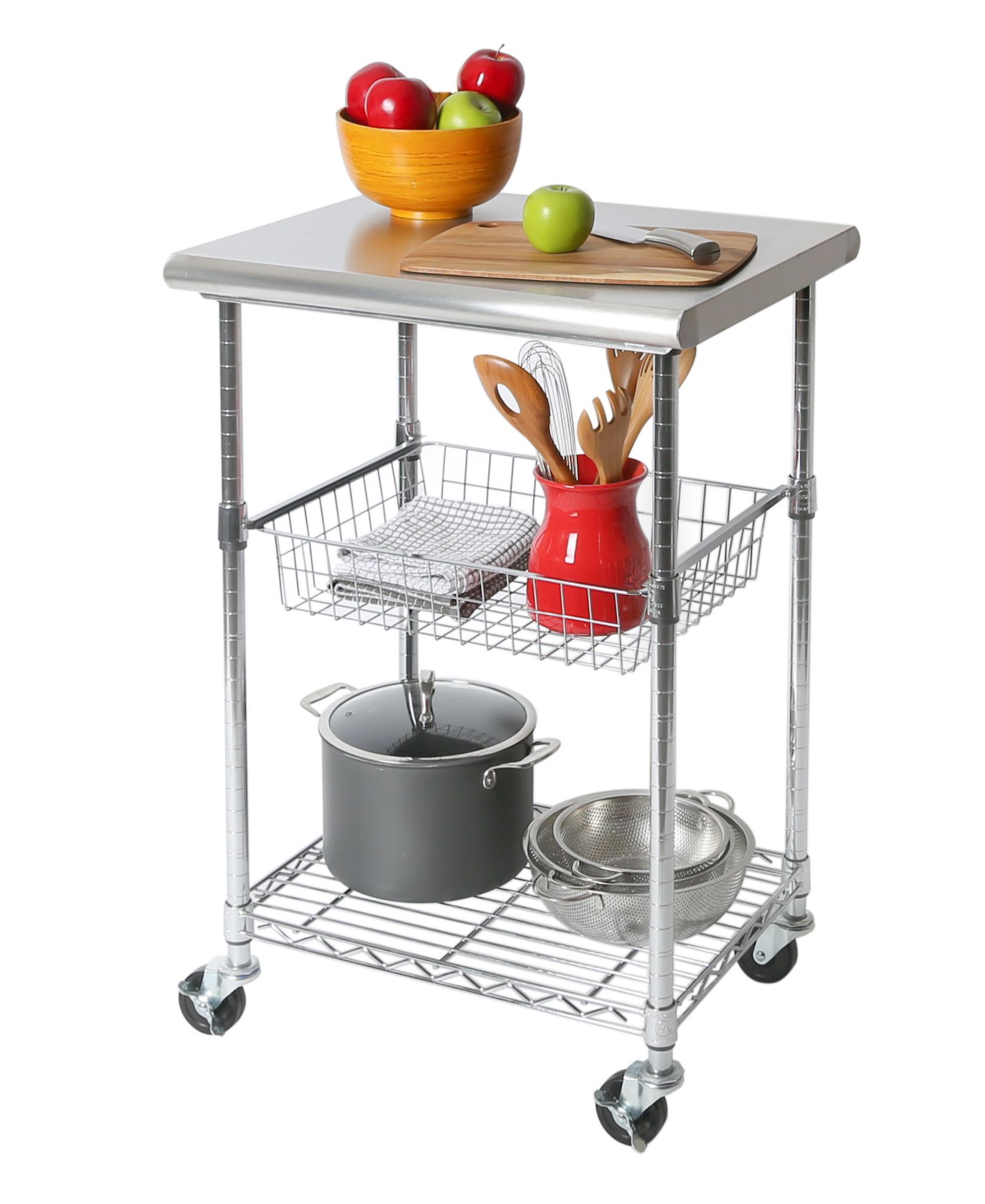 Seville Classics Stainless Steel Utility Worktable Cart