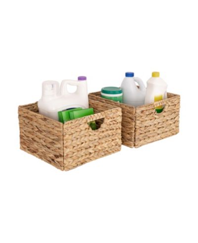 Seville Classics Handwoven Water Hyacinth Basket, 2-Pack