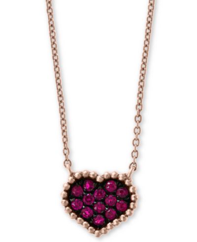 Подвеска EFFY® Ruby (1/8 ct. t.w.) Heart 16" в 14k Rose Gold