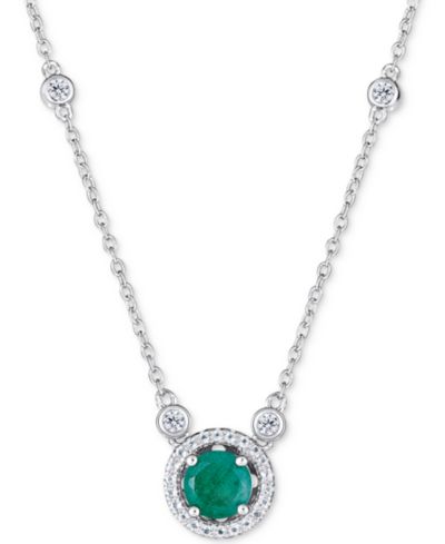 Подвеска-кулон Sapphire (1 ct. t.w.) and White Topaz (1/2 ct. t.w.) 18" из стерлингового серебра