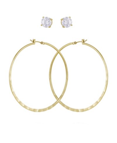 GUESS 2-Pc. Set Crystal Stud & Hoop Earrings