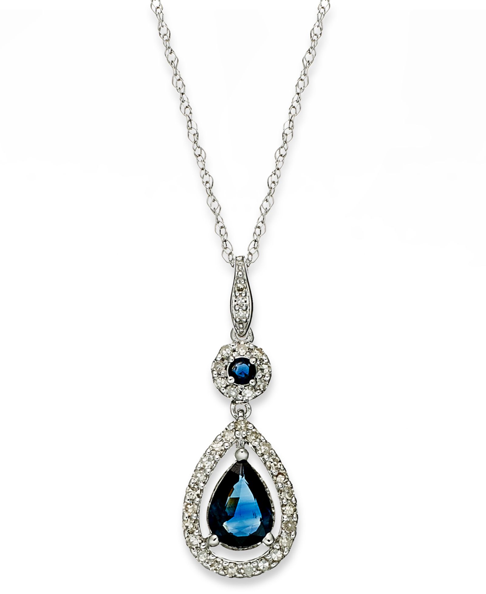 Набор из двух подвесок с сапфиром (1-1/3 ct. t.w.) и бриллиантом (1/4 ct. t.w.) в 14k White Gold