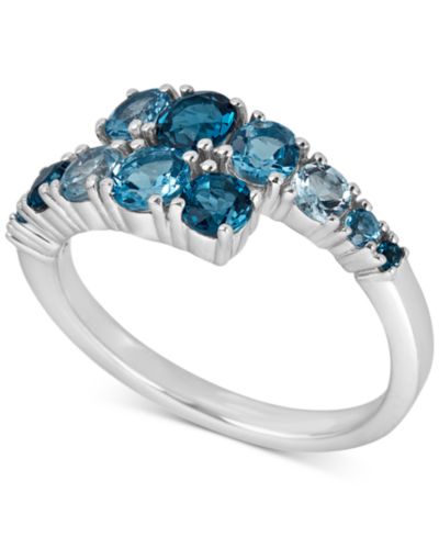 Массивное кольцо из стерлингового серебра с голубым топазом Macy's Blue Topaz Bypass Statement Ring (1-3/4 ct. t.w.)