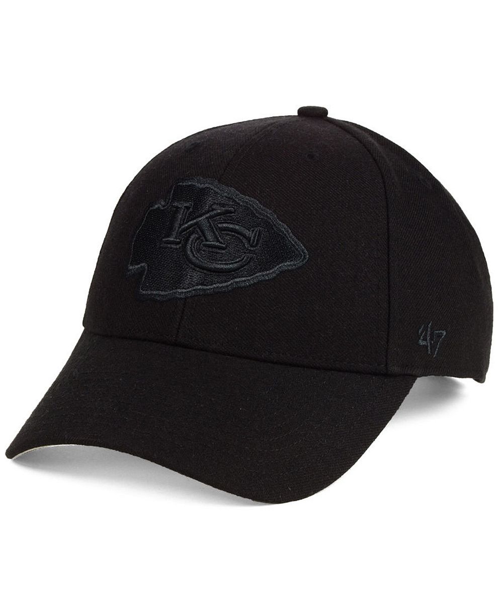 '47 Brand Kansas City Chiefs Black & Black MVP Strapback Cap