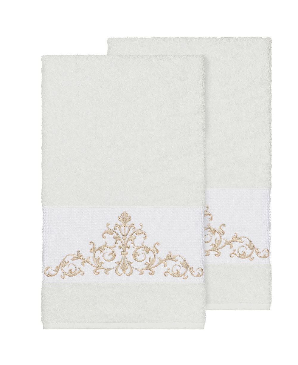 Linum Home Scarlet 2-Pc. Embellished Bath Towel Set