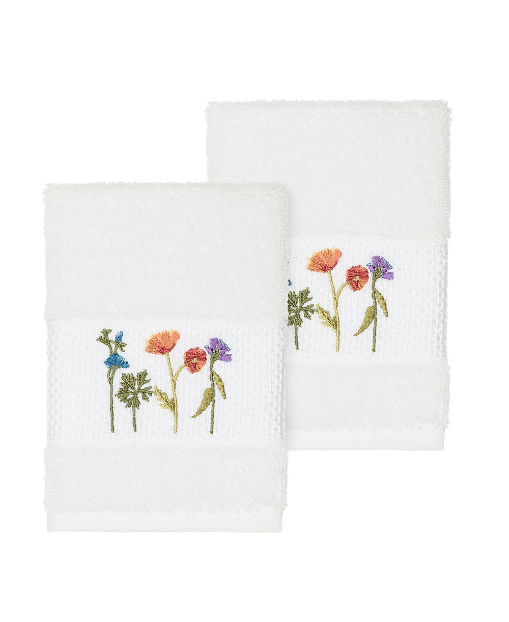 Linum Home Serenity 2-Pc. Embellished Washcloth Set