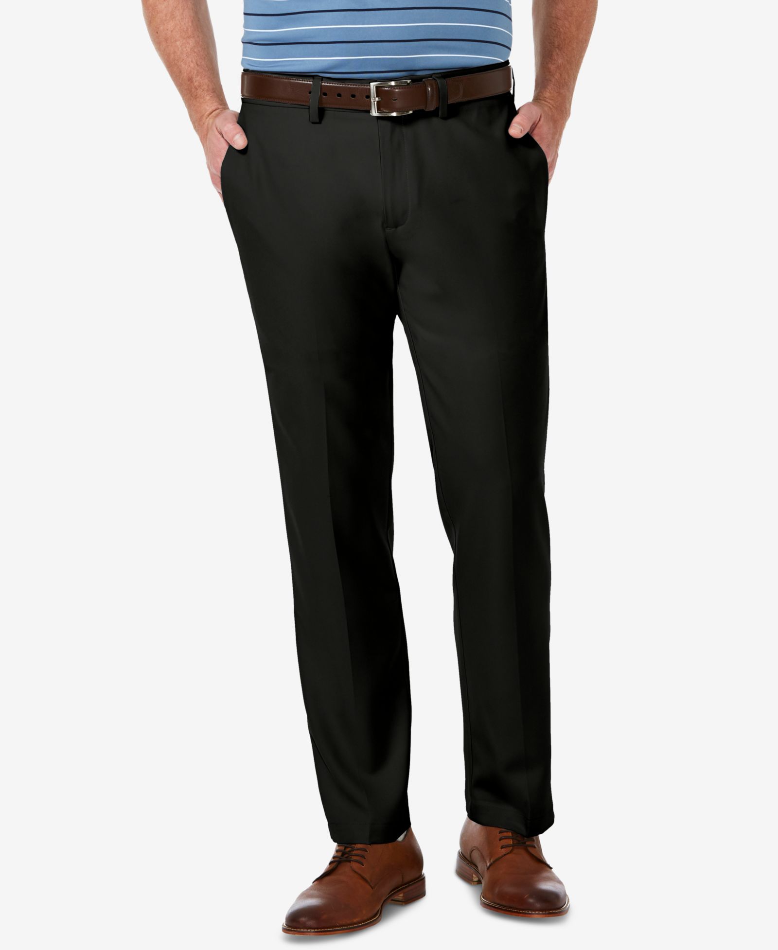 Haggar Men's Cool 18 PRO Stretch Straight Fit Flat Front Dress Pants