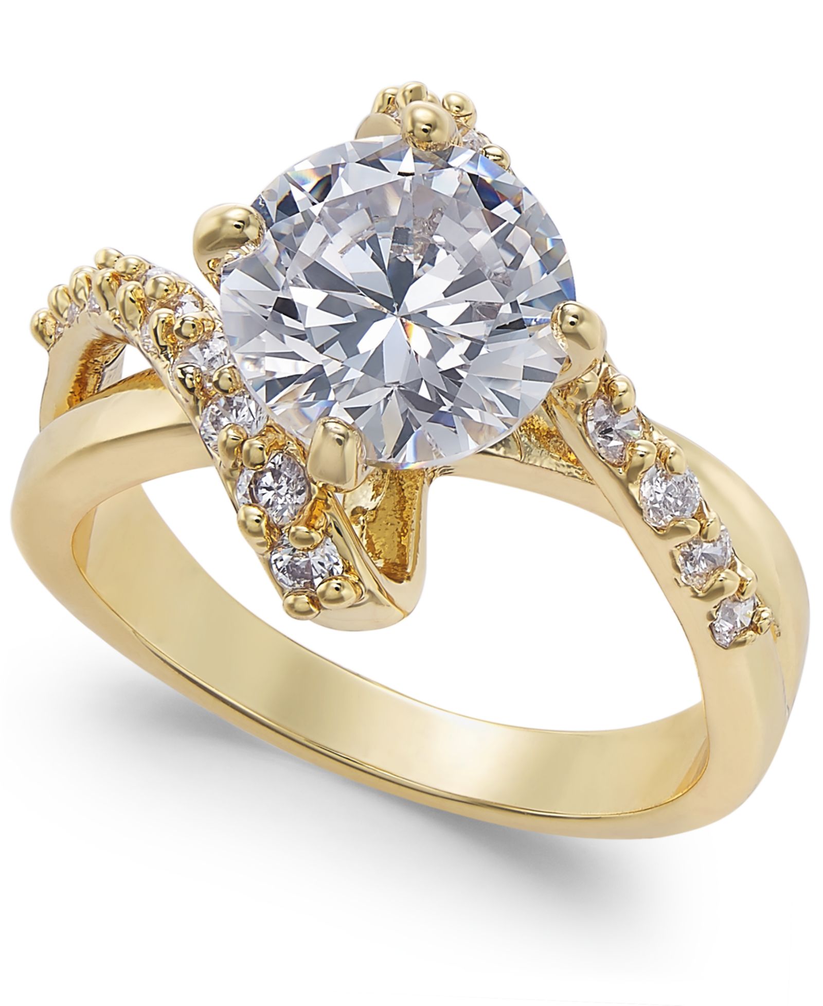 Charter Club Gold Plate Crystal Bypass Ring, Created for Macy’s