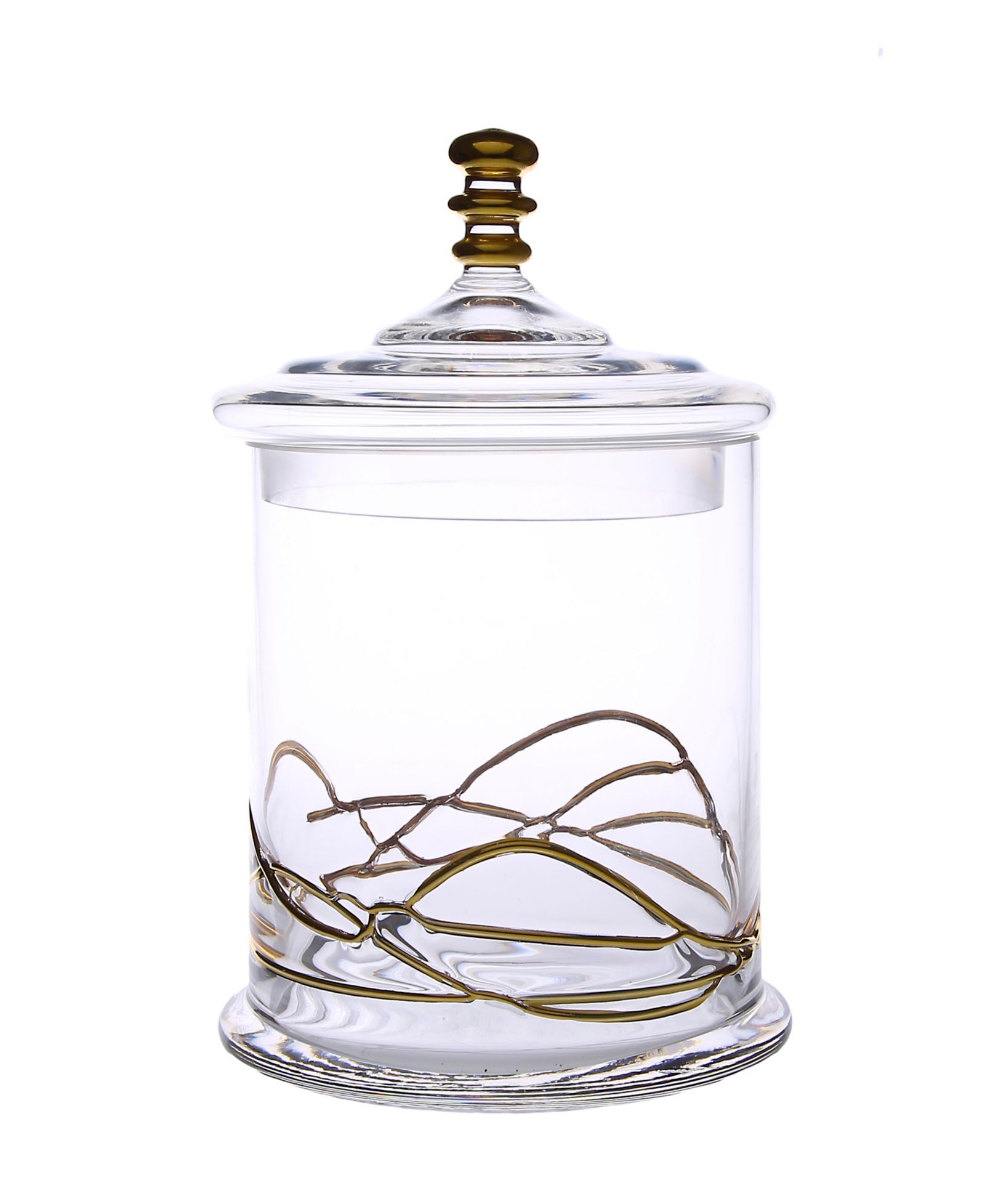 Classic Touch стеклянная банка с крышкой, 14K Gold Swirl design