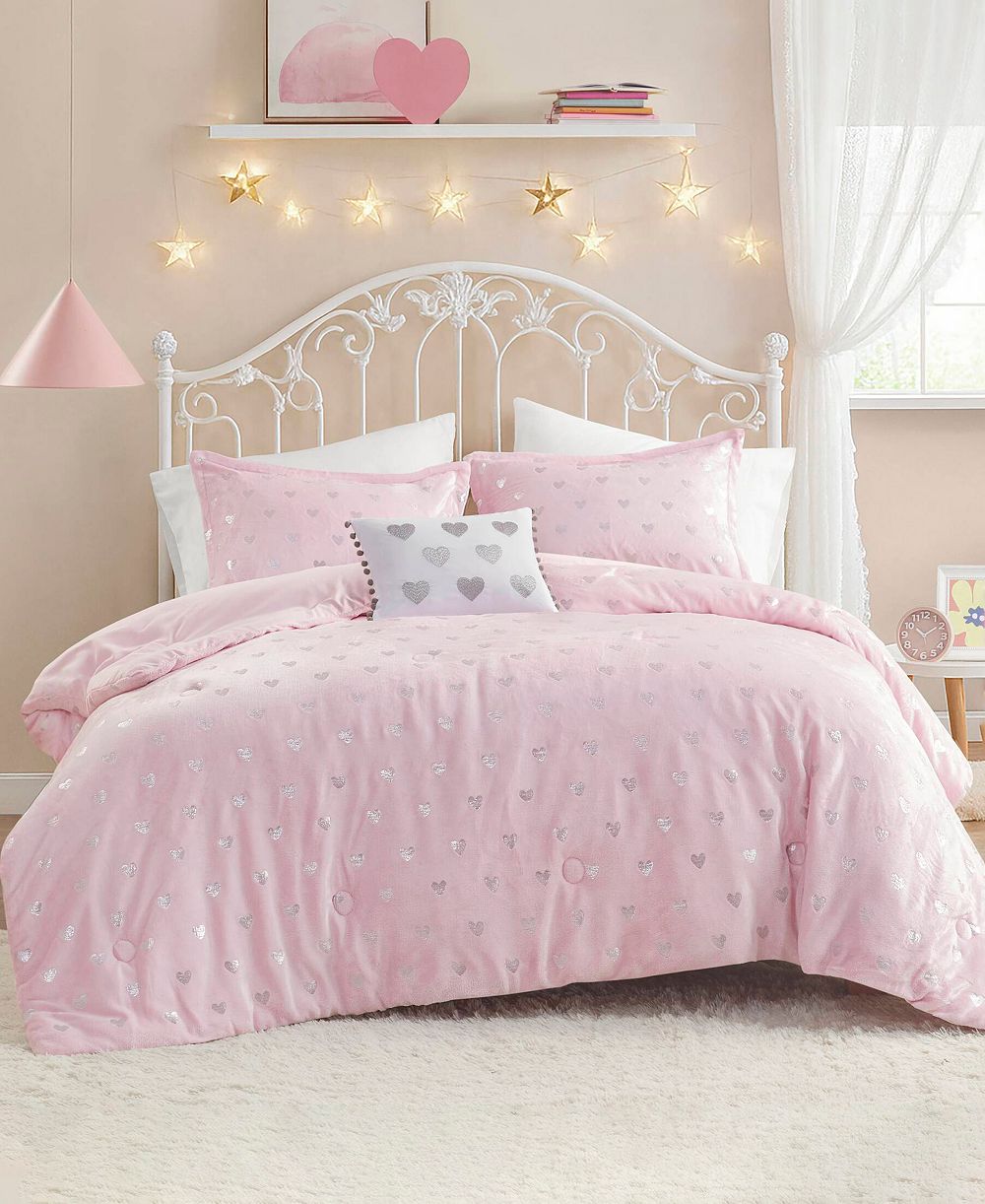 Intelligent Design Rosalie Metallic Heart 4-Pc. Comforter Set, Full/Queen