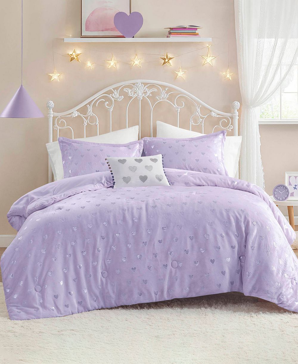 Intelligent Design Rosalie Metallic Heart 3-Pc. Comforter Set, Twin/Twin XL