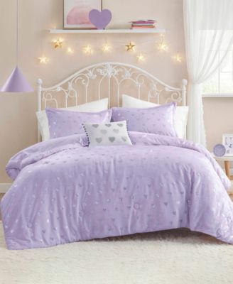 Intelligent Design Rosalie Metallic Heart 3-Pc. Comforter Set, Twin/Twin XL