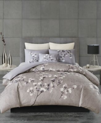 N Natori Sakura Blossom Cotton Sateen 3-Pc. Comforter Set, King