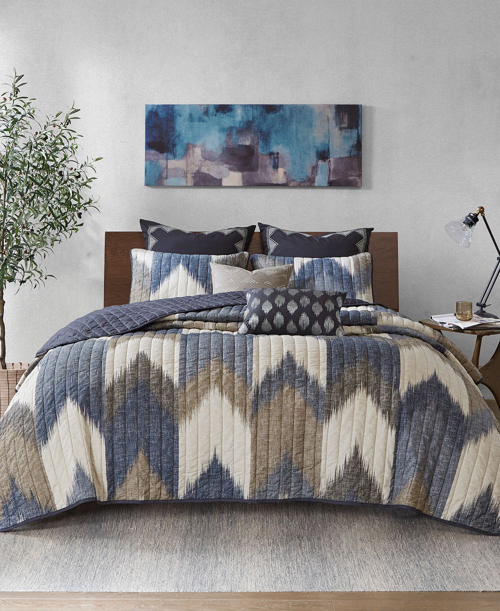 Комплект покрывала INK+IVY Alpine Chevron Stripe, King/California King