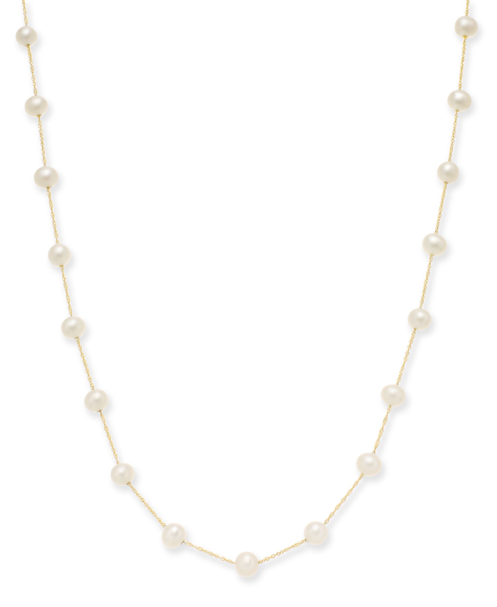Ожерелье EFFY® Cultured Freshwater Pearl Station 18" в 14k Gold (5-1/2mm)