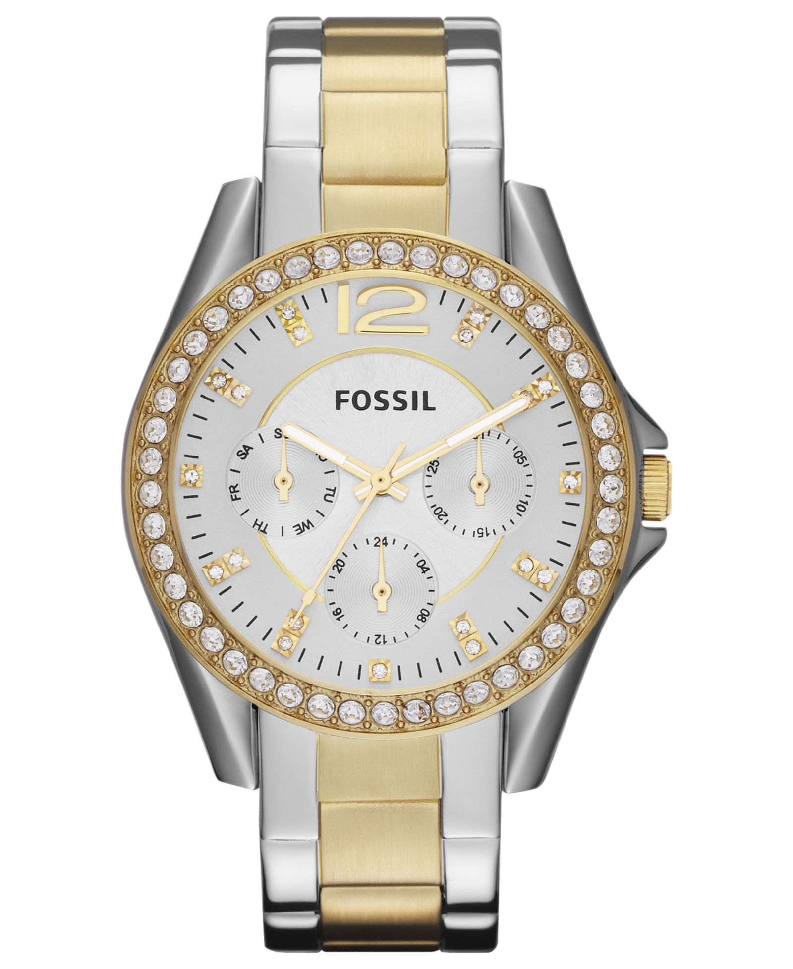 Женские наручные часы Fossil Riley двухцветные из нержавеющей стали, 38mm
