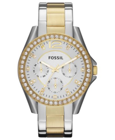 Женские наручные часы Fossil Riley двухцветные из нержавеющей стали, 38mm