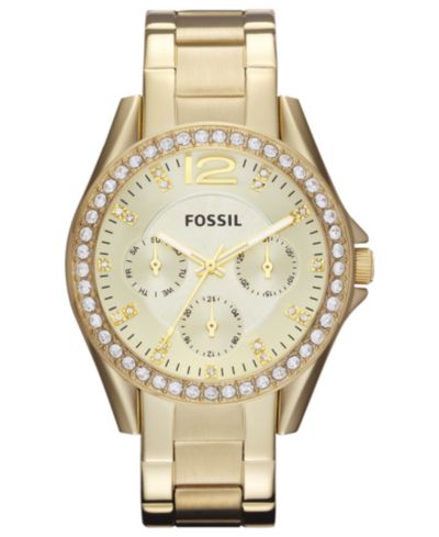 Fossil Женские часы Riley Gold-Tone Stainless Steel 38mm ES3203