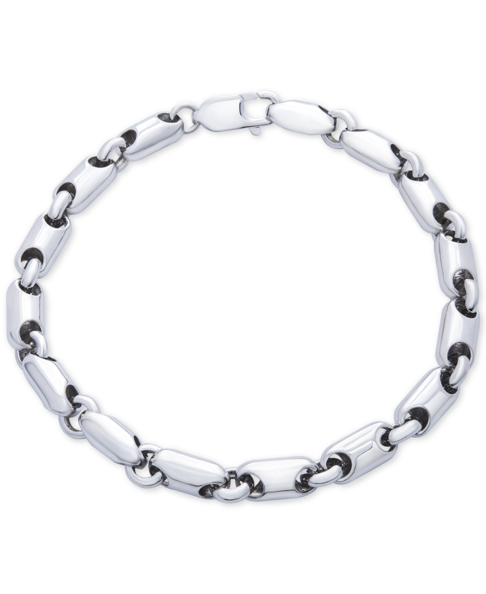 Мужской браслет из серебра с полированными звеньями