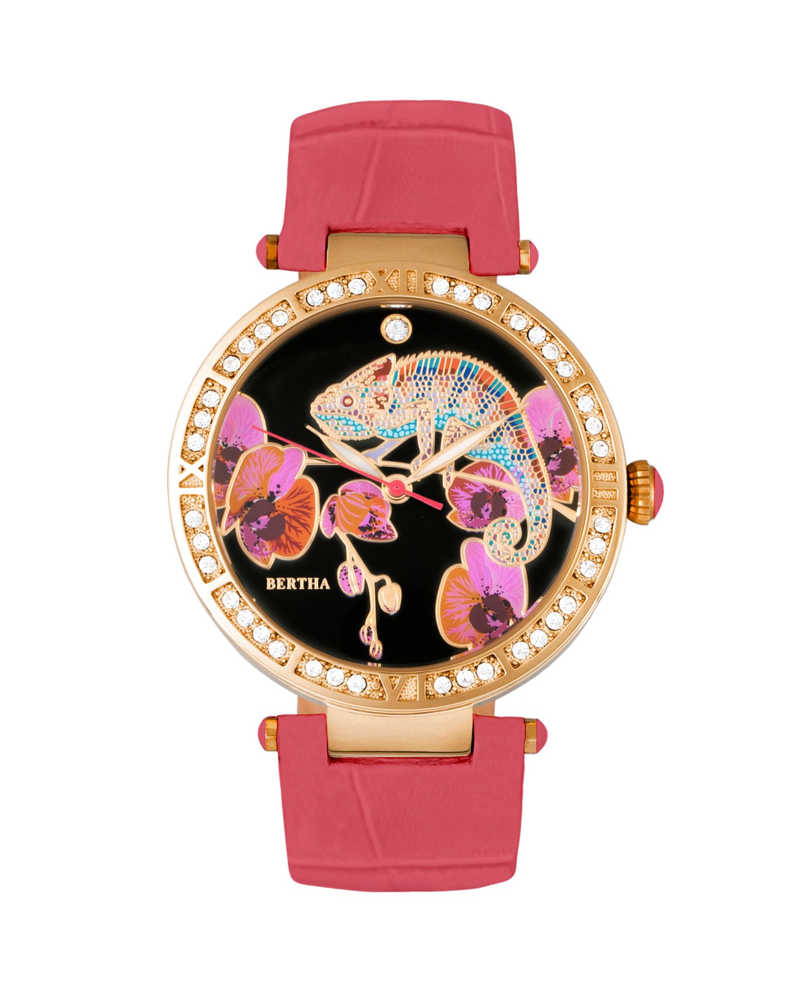 Bertha Quartz Camilla Collection кожаные часы, коралловый цвет, 38Mm