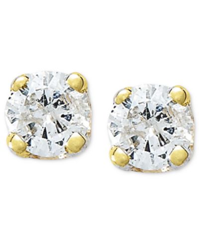 Серьги-гвоздики с бриллиантовым акцентом Round-Cut в 10k золоте