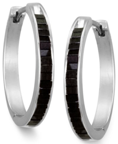 Серьги из стерлингового серебра Black Diamond Baguette Hoop