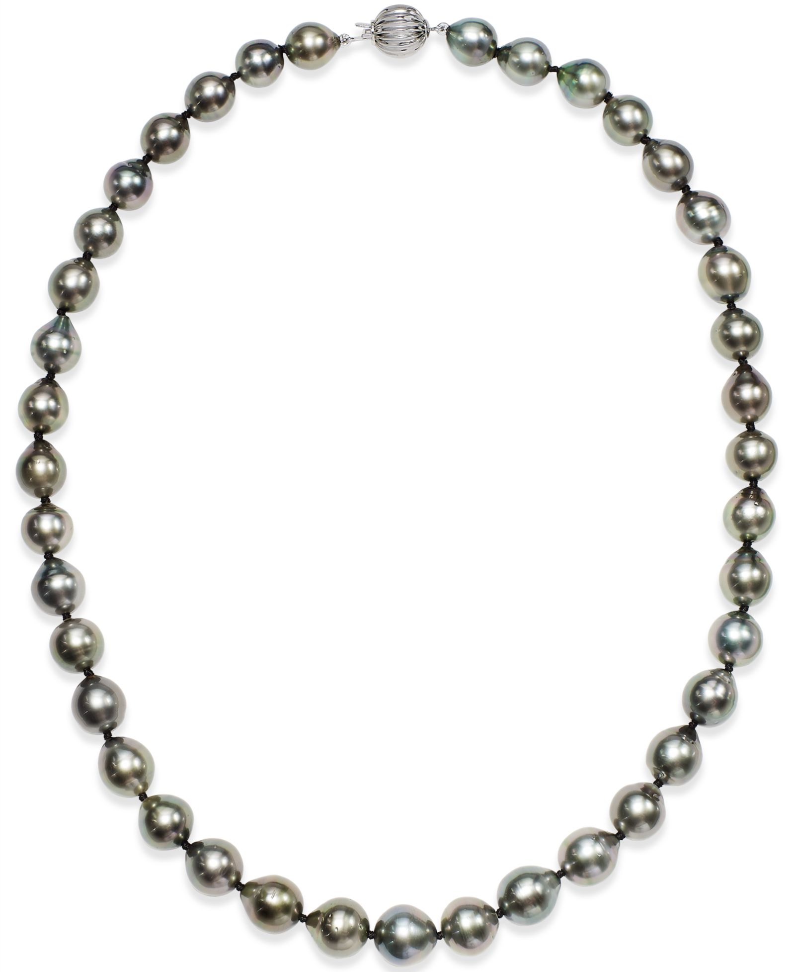 Ожерелье с многоцветным жемчугом Tahitian (9-11mm), 14k White Gold