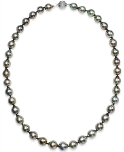 Ожерелье с многоцветным жемчугом Tahitian (9-11mm), 14k White Gold