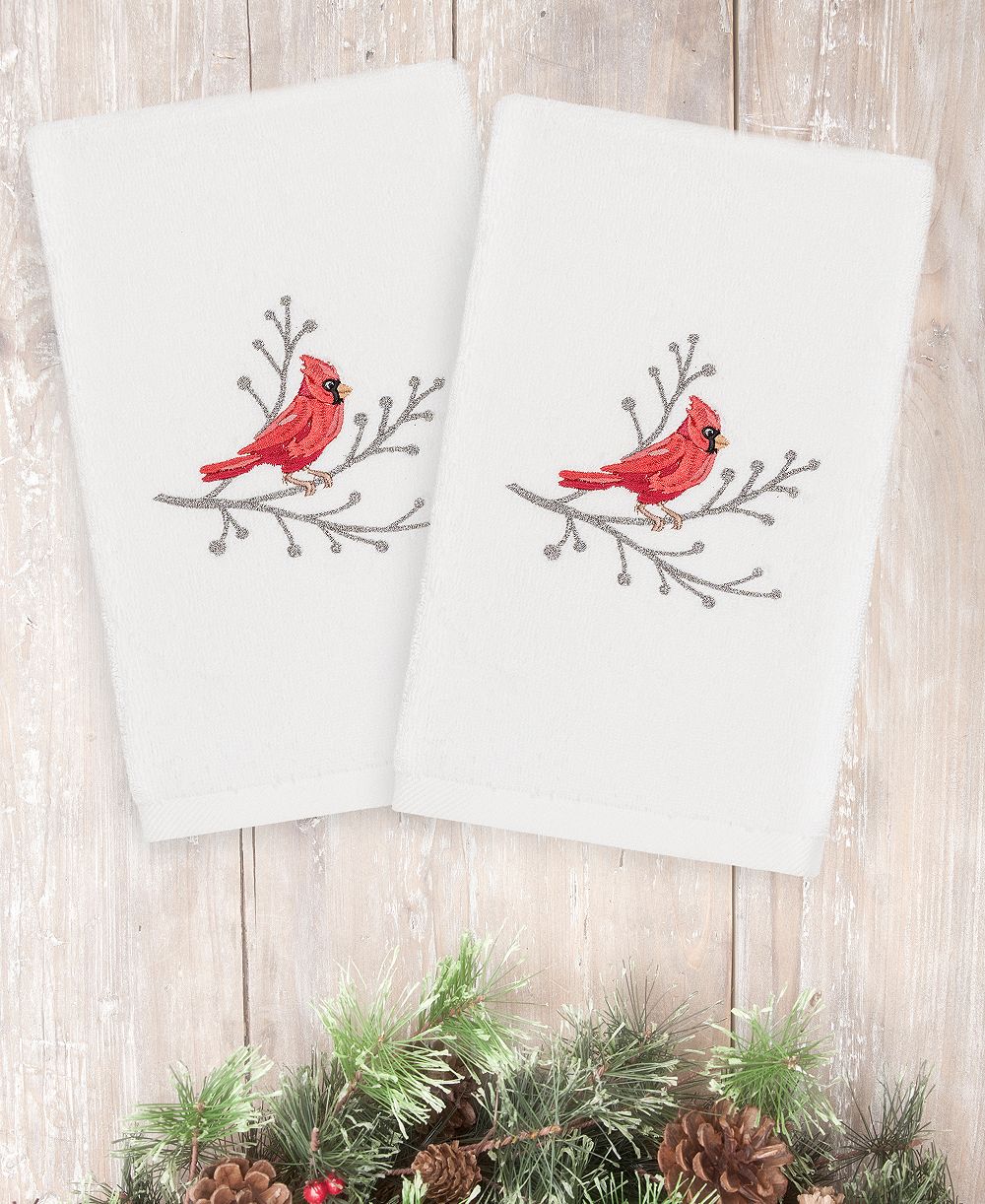 Набор из 2 полотенец для рук Linum Home Christmas Cardinal, 100% Turkish Cotton