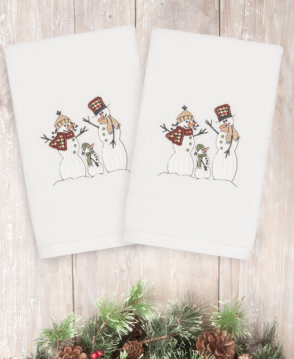 Набор из 2 полотенец для рук Linum Home Christmas Snow 100% Turkish Cotton