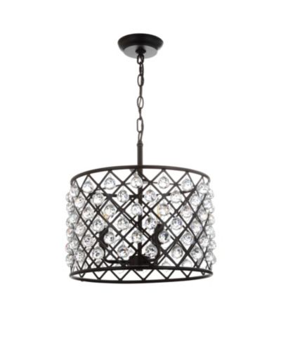 JONATHAN Y Gabrielle 16" Crystal,Metal LED Pendant Oil-Rubbed