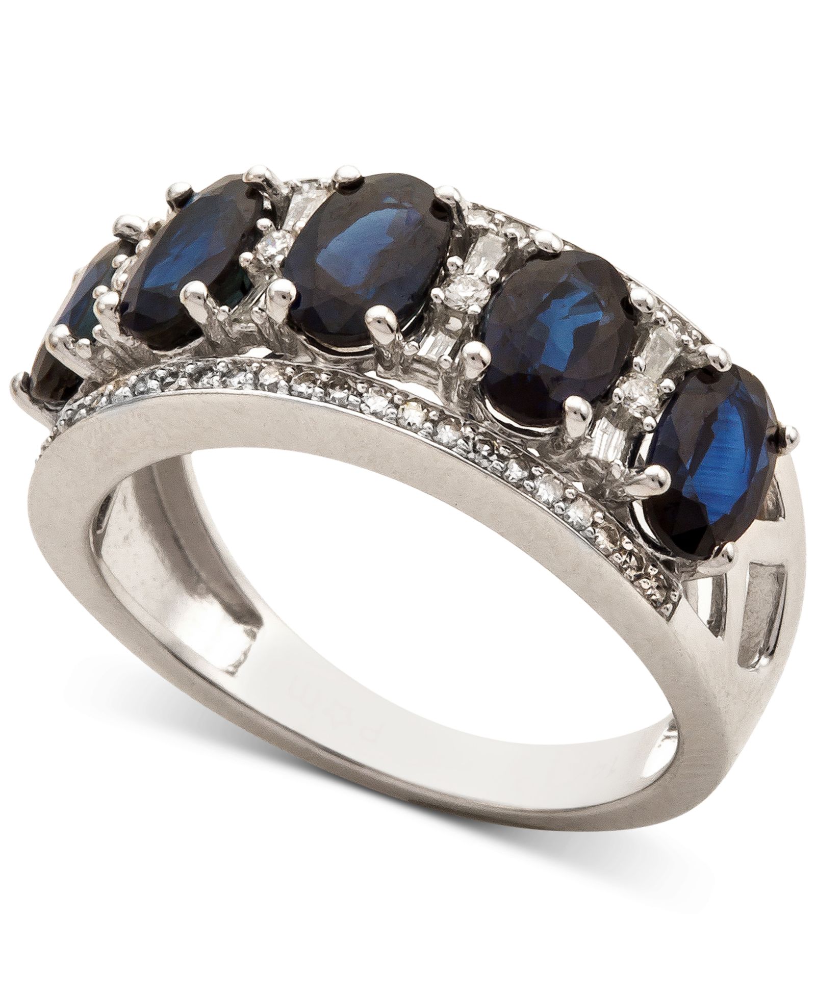 Sapphire (2-7/8 ct. t.w.) & Diamond (1/3 ct. t.w.) Ring in 14k White Gold (Also in Emerald, Tanzanite and Ruby)