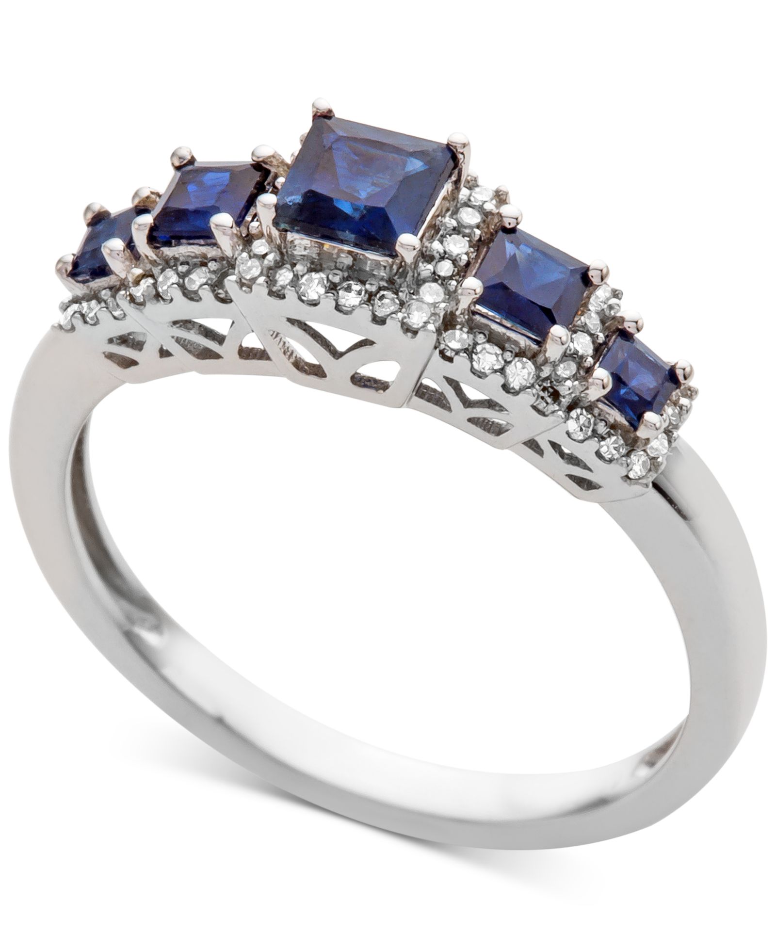 Кольцо Sapphire (3/4 ct. t.w.) & Diamond (1/6 ct. t.w.) в 14k Gold