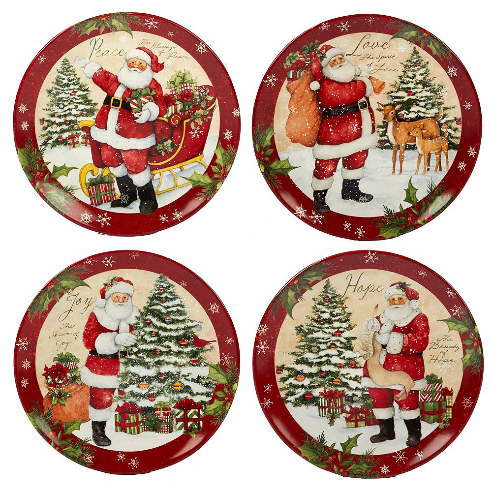 Certified International Holiday Wishes Dinner Plates, Set of 4